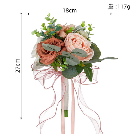 Bridal Bouquet, Artificial Roses Flowers, Wedding Decoration,Silk Like,Water Drop Shape, Wedding Photography Props