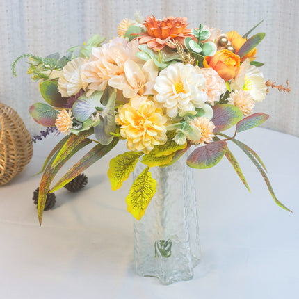 Artificial Flower Bouquet - Orange,  Essential for Home Decor - No Maintenance Needed - Decor Flowers for Bedroom  - Artificial Floristry