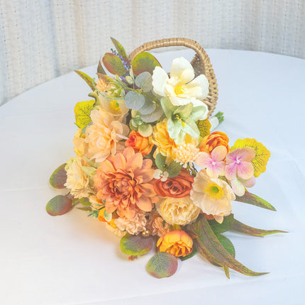 Artificial Flower Bouquet - Orange,  Essential for Home Decor - No Maintenance Needed - Decor Flowers for Bedroom  - Artificial Floristry