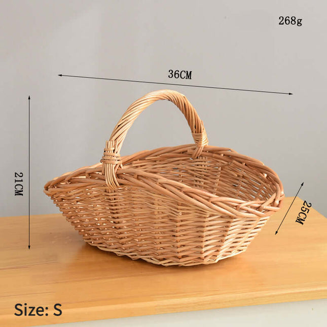 Handwoven Natural Rattan Flower Basket, Suitable For Life Storage, Garden Picking, Home Decoration