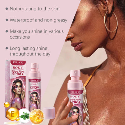 Stage Makeup Glitter Spray, Multipurpose, Face & Collarbone Brightening Glitter, Natural 3D Effect, Long-lasting Highlight Spray  EELHOE