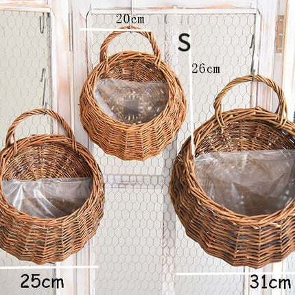 Rattan Woven Flower Basket, Plant Natural Material, Wall-mounted Flower Pot, Home Decor Flower Container, Handwoven Basket, Scene Arrangement