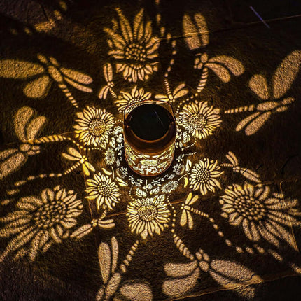 Solar Sunflower Iron Hollow LED Garden lamp, Outdoor Waterproof Lawn Garden Decorative Projection Light, Courtyard Light