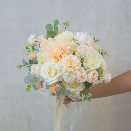 Bride Handheld Bouquet | High Realism Artificial Flowers - Milk White Wedding Bouquet &Home Decor