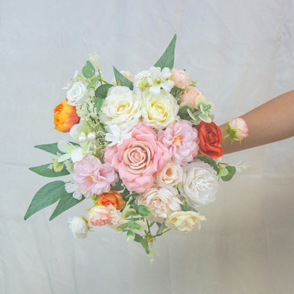 Bride Bouquet | Artificial Wedding Flowers Bouquet for Bride &Home Decor- Vibrant Orange Silk Like Floral Arrangement