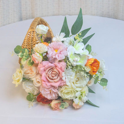 Bride Bouquet | Artificial Wedding Flowers Bouquet for Bride &Home Decor- Vibrant Orange Silk Like Floral Arrangement