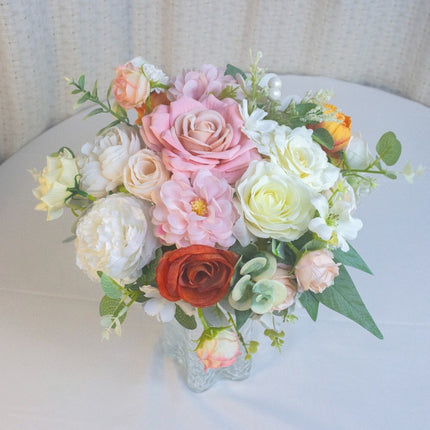 Bride Bouquet | Artificial Wedding Flowers Bouquet for Bride &Home Decor- Vibrant Orange Silk Like Floral Arrangement