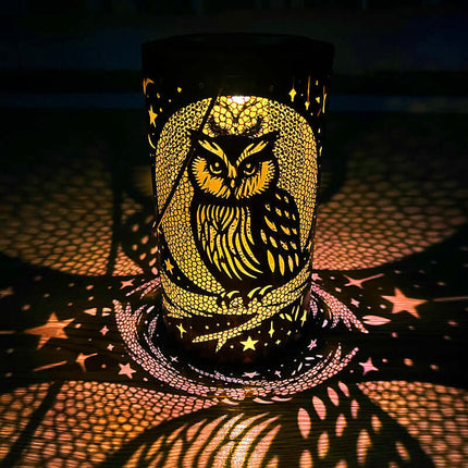 Solar-Powered Waterproof Garden Lamp,Courtyard,Light,Owl LED Light,Hollow,Straight,Iron,Waterproof,Decorative,Gift
