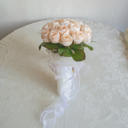 High-Sim Champagne Rose Bouquet - Silk-Like, Suitable for Wedding/Living Room/Bedroom/photograph/Home Decor