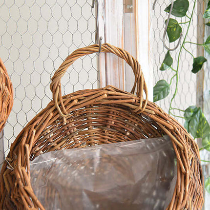 Rattan Woven Flower Basket, Plant Natural Material, Wall-mounted Flower Pot, Home Decor Flower Container, Handwoven Basket, Scene Arrangement
