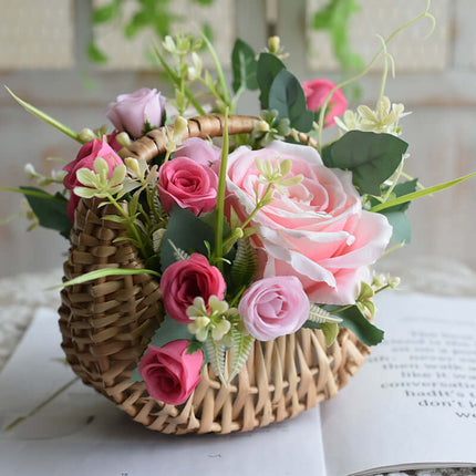 Rattan Woven Flower Basket, Braided Basket, Hand-carry, Willow Weaving Handicraft, Flower Arrangement Creativity, Souvenir Gift, Flower Shop Basket, Scene Decoration, Home Decor