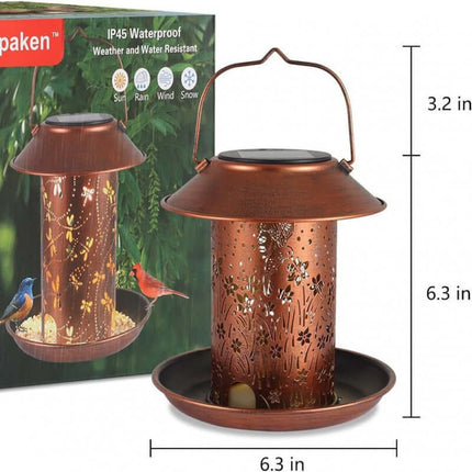 Solar-Powered Bird Feeder Projection Garden Lamp,Bird Feeder Light,Iron,Hollow,Waterproof,Hummingbird Pattern,Decorative,Gift,Courtyard Light