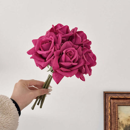 Artificial Rose Flowers centerpieces Bouquet, Moist-touch Handfeel, Silk-like texture,Ruffled Petals, Wedding Wedding Photography, Home Decor