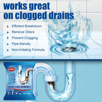 Drain Blockage Removal Powder, Toilet & Kitchen Drain Suitable, Anti-Clogging, Unclogging, Cleaning, Deodorizing Powder, Simple & Quick to Use   Jaysuing