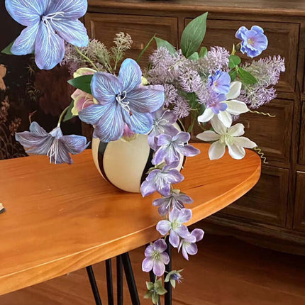 Realistic  Artificial Flower Silk like Bouquet Set, Oil Painting Style, Purple Tone, Photography Scenery, Flower Arrangement, Window Display Soft Decor Matching