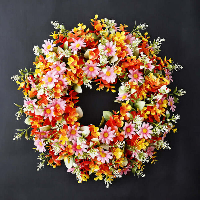Spring Artificial Flower Wreath, Plastic and Fabric Material,Home Decor, Artificial flower wall,Door Decoration, Artificial Plant, Baby's Breath