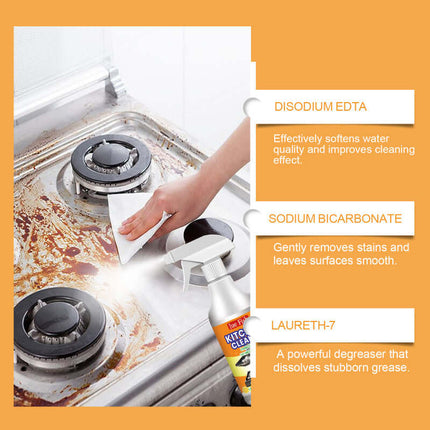 Kitchen Grease Cleaner,Multi-Effect Cleaning, Suitable for Kitchen Range Hoods & Stovetops, Quick Scaling Removal, Heavy Oil Stains & Stubborn Dirt, Easy to Use, Time & Effort Saving  Jue Fish