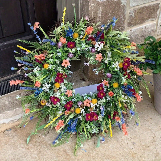 Spring Artificial Wildflower Plastic Wreaths, Door Hangings, Home Decor, Artificial Plants,Artificial Greenery Garland