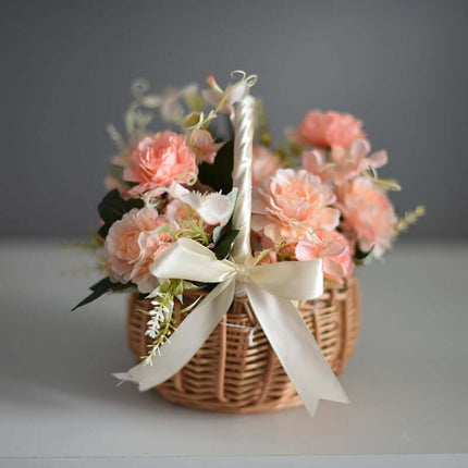 Willow Woven Flower Basket, Handheld Willow Basket, Handmade Natural Flower Basket, Gift Basket, Flower Arrangement Basket, Rattan Storage Basket, Party Serving Tray
