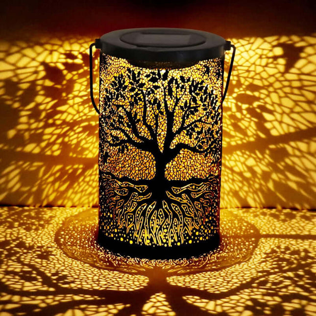 Life Tree Patterned Solar-Powered Garden Lamp,Tree of Life,LED Lantern,Hanging,Waterproof,Suit for Outdoor,Decorative,Projection,Balcony,Living Room,Courtyard,Garden
