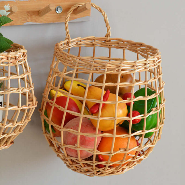 Rattan Wall-mounted Artificial Flower Basket, Handmade Storage Basket, Creative Basket, Home Decoration