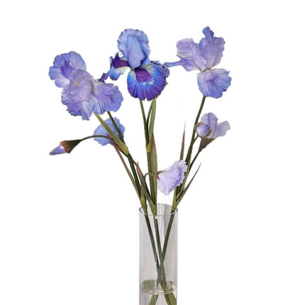 Highly Realistic 3-Head Iris Silk Artificial Flowers for Decoration, Oil Painting StyleArtificial Greenery,Hotel Soft Decoration, Flower Arrangement, Photography Props