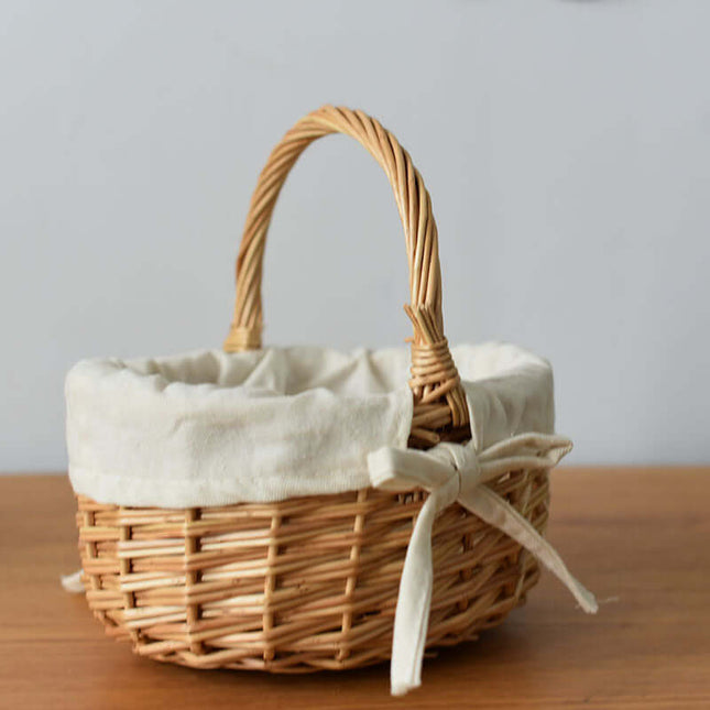 Woven Willow Flower Basket, Handheld Storage Basket, Picnic Mini Basket, Home Decoration