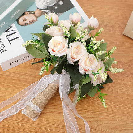 Bridal Artificial Bouquet Flowers, Silk-Like Roses, Realistic Appearance, Forest-Style Outdoor Wedding, Photography Prop