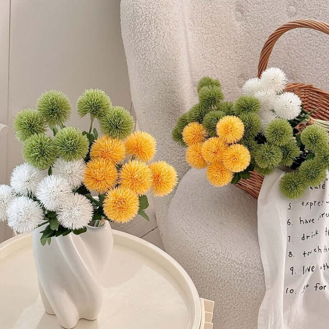 Realistic Dandelion Artificial Flowers for Decor, Plastic Puff Ball ,Onion Ball Fake Flowers, Wedding Bouquet of Flowers, Photography,6pcs Dandelion