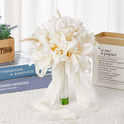 Bridal Bouquet,  Silk-Like Artificial Flowers Look Like Real, Champagne Color with Luxury Feel, Korean Style, Studio Photography Prop