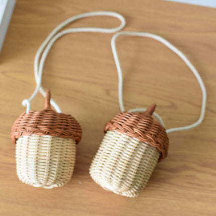 Rattan Handheld Mini Bag, Plant-Based Woven Crossbody, Kids Photo Prop Cute Basket, Decorative Storage Basket, Eco-Friendly Natural Weave