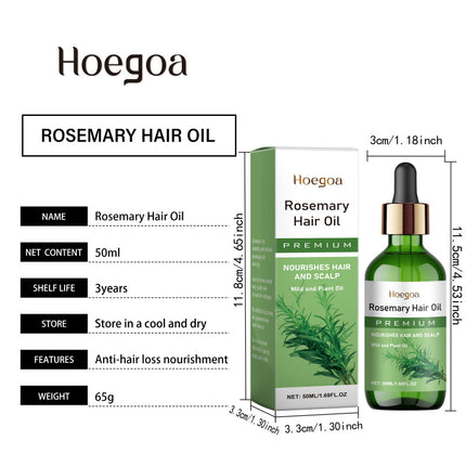 Hair Essential Oil, Rosemary Oil, Strengthening & Softening Hair, Nourishing Hair Oil, Refreshing & Non-Greasy, Reducing Hair Loss, Plant Extract Essential Oil Hoegoa