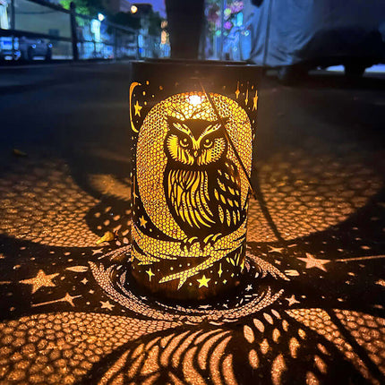 Solar-Powered Waterproof Garden Lamp,Courtyard,Light,Owl LED Light,Hollow,Straight,Iron,Waterproof,Decorative,Gift