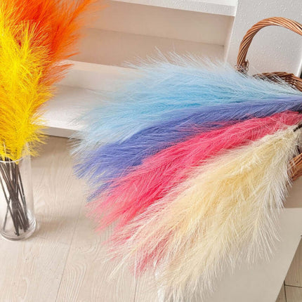 Real touch Artificial Flower 7-Fork Reeds For Decor,Dried Flowers,Highly Realistic,  Firework Decoration, Pink Feather Decor, Wedding Scenery, Flower Arrangement, Window Display, Photo Prop