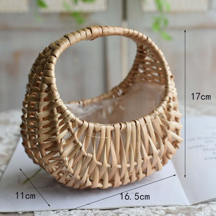 Rattan Woven Flower Basket, Braided Basket, Hand-carry, Willow Weaving Handicraft, Flower Arrangement Creativity, Souvenir Gift, Flower Shop Basket, Scene Decoration, Home Decor