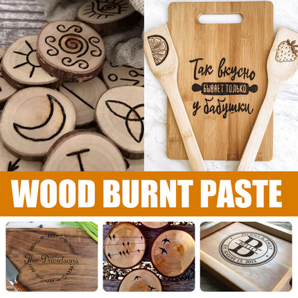 Wood Burning Paste, Wood & Fabric Fire Accelerant, DIY Pyrography, Quick Burning, Easy to Use, Pattern Shaping,  Effect Lasting,for Wooden Coasters, Signs, Decorations, Camping & Outdoor Use   Jue-Fish