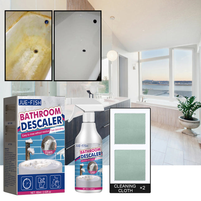 Bathroom Cleaner, Suitable for Shower Room, Glass Water Stains, Stainless Steel, Washbasin, Bathtub, Effective Stain Removal, Deep Penetration, Easy to Use, Time & Effort Saving  Jue-Fish