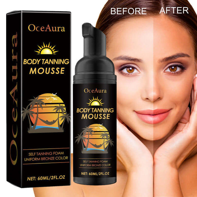 Self-Tanning Mousse, Sunbathing,Plant Extract, Gentle Formula,  Hydrating, Skin-Friendly Wheat Tone, Summer-Ready, Outdoor & Beach Use, Sun Tanning Aid  OceAura