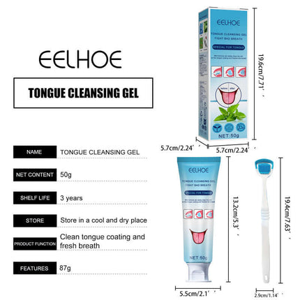 Tongue Cleaner Gel, Tongue Cleaning, Oral Care, Remove Oral Odor, Fresh Breath, Deep and clean,Reduce Bacterial Growth, Gel with Brush  EELHOE