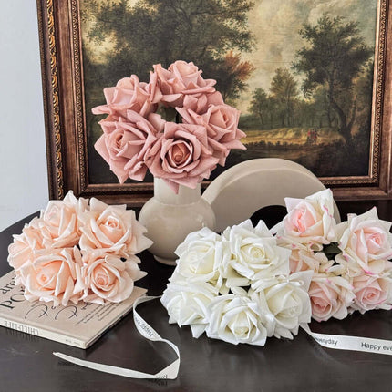 Artificial Rose Flowers centerpieces Bouquet, Moist-touch Handfeel, Silk-like texture,Ruffled Petals, Wedding Wedding Photography, Home Decor