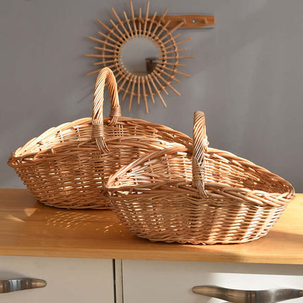 Handwoven Natural Rattan Flower Basket, Suitable For Life Storage, Garden Picking, Home Decoration