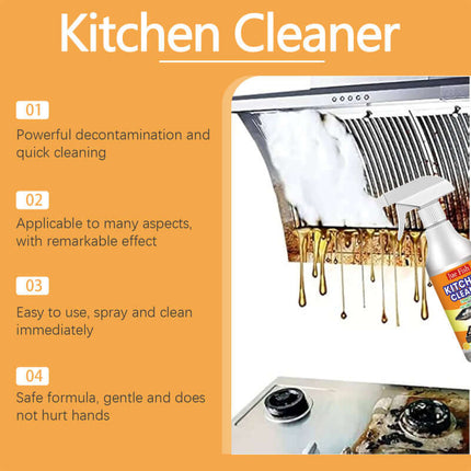 Kitchen Grease Cleaner,Multi-Effect Cleaning, Suitable for Kitchen Range Hoods & Stovetops, Quick Scaling Removal, Heavy Oil Stains & Stubborn Dirt, Easy to Use, Time & Effort Saving  Jue Fish