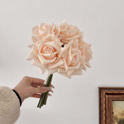 Artificial Rose Flowers centerpieces Bouquet, Moist-touch Handfeel, Silk-like texture,Ruffled Petals, Wedding Wedding Photography, Home Decor