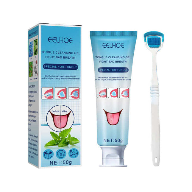 Tongue Cleaner Gel, Tongue Cleaning, Oral Care, Remove Oral Odor, Fresh Breath, Deep and clean,Reduce Bacterial Growth, Gel with Brush  EELHOE