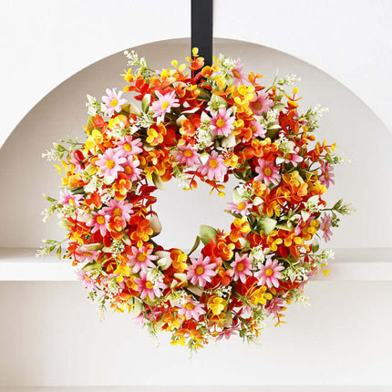 Spring Artificial Flower Wreath, Plastic and Fabric Material,Home Decor, Artificial flower wall,Door Decoration, Artificial Plant, Baby's Breath