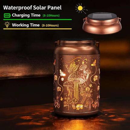 Solar Garden Lamp,Mushroom Pattern,Outdoor,Waterproof,Mushroom Light,Festival Gift,Metal,Hanging,Suit for Courtyard,Lawn,Chandelier
