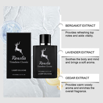 Charming Cologne Perfume, Classic Cologne, Natural & Fresh, Exudes Elegance, Long-Lasting Scent, Light & Delicate, Portable, Idea for Dating Roxelis