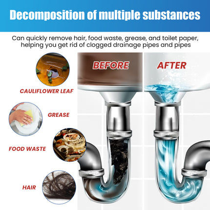Drain Blockage Removal Powder, Toilet & Kitchen Drain Suitable, Anti-Clogging, Unclogging, Cleaning, Deodorizing Powder, Simple & Quick to Use   Jaysuing