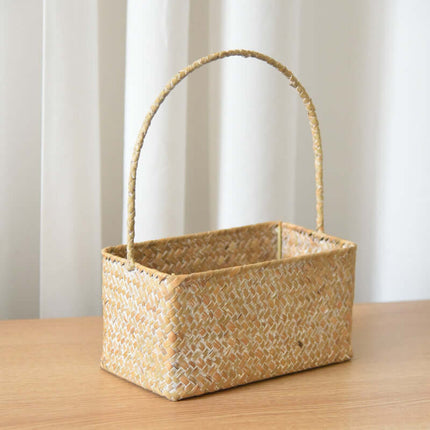 Handwoven Straw Artificial Flower Basket, Handheld Woven Flower Arranging Basket, Plant Pot, Pastoral Style, Home Decor