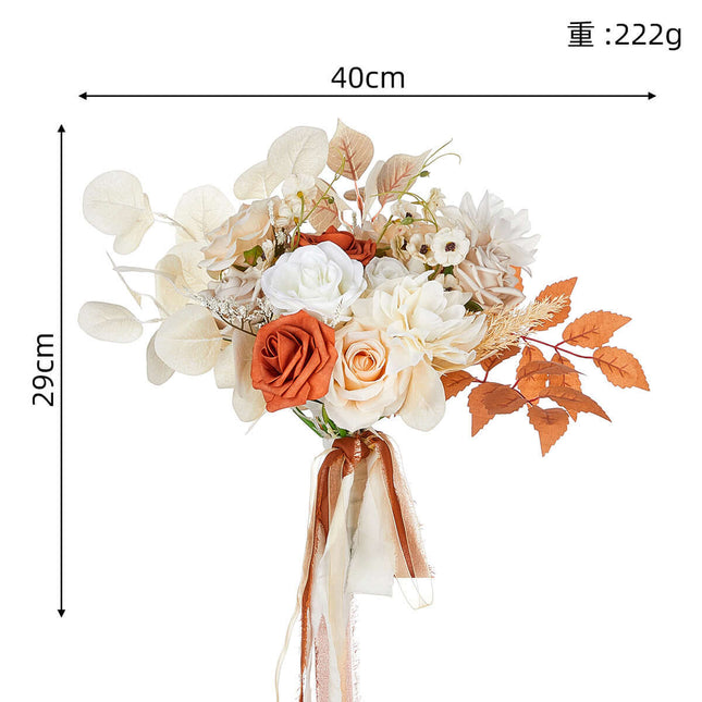 Outdoor Realistic Bridal Bouquet, Wedding Artificial Rose Flowers, Lifelike Texture,Bohemian Style,Photography Props